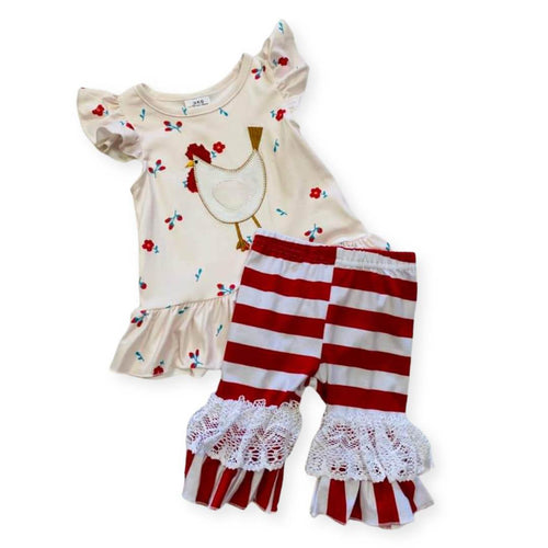 Rooster striped capri set