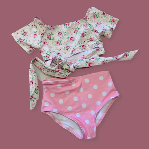 Floral Polka dot tie 2pc swim