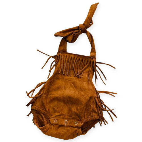 Brown Fringed Romper