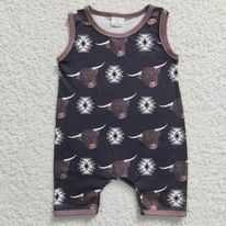 Black Aztec Cow Romper