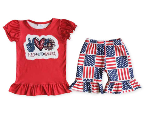 Peace love America flag 2pc