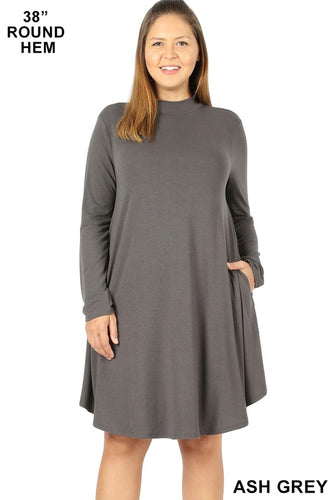 Long sleeve round hem Dress