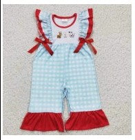 Blue/Wht Checkered Farm Romper