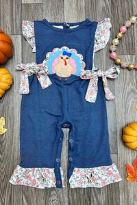 Denim/Floral Turkey Romper